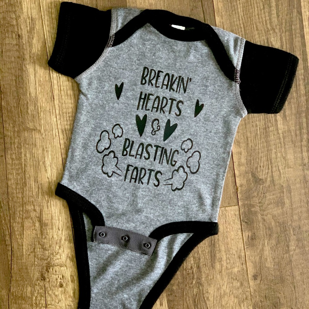 Baby onesie “Breaking Hearts & Blasting Farts”